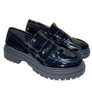 Mostrin Mid Chunky Lug Sole Platform Black Penny Loafers    Size: EU 38 US 8M